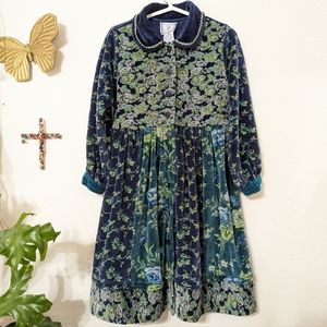 Vintage Cornelloki By Cornell Trading Garden Floral Velvet Little Girls Dress